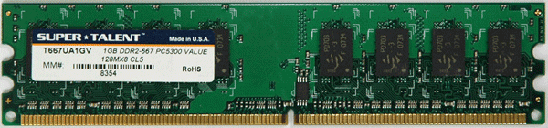 Super Talent DDR2-667 1GB/128x8 Memory