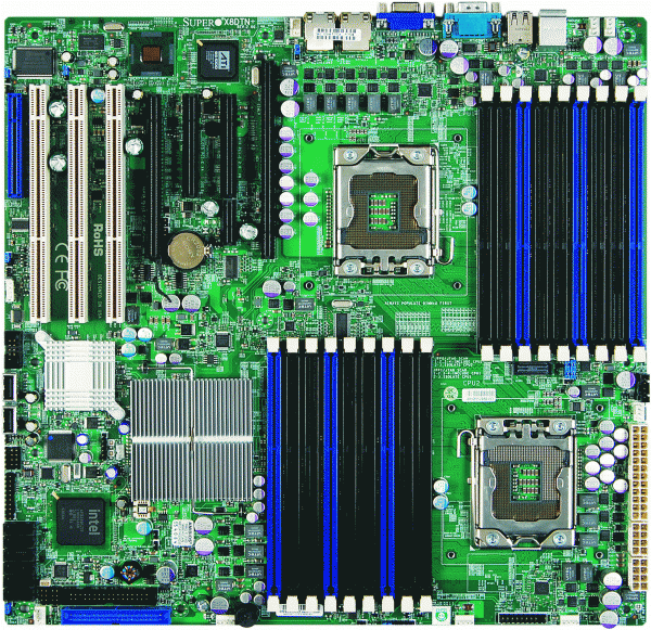Supermicro X8DTN+ Dual LGA1366 Xeon/ Intel 5520/DDR3/ PCI-E/ V&2GbE/ Enhanced EATX Server Motherboard